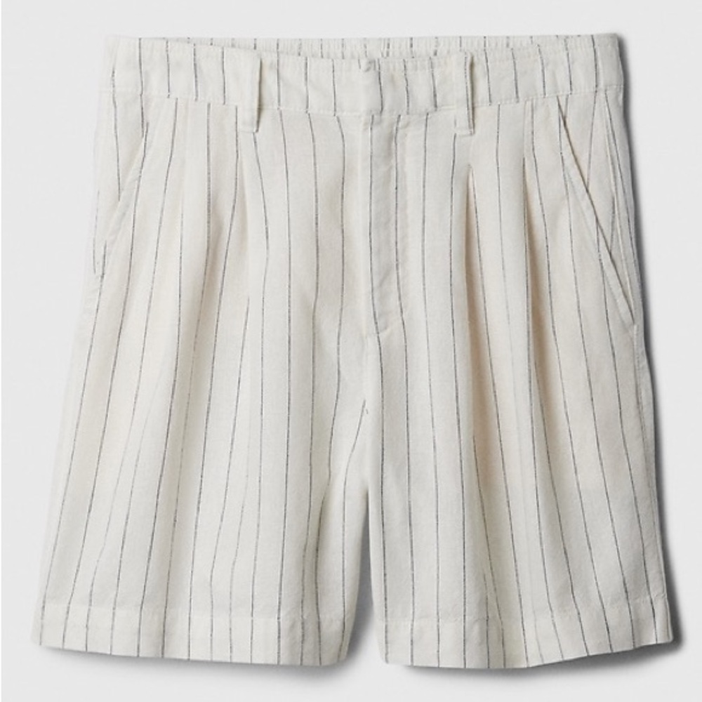 5″ High-Rise Linen-Blend Pleated Shorts - Size 18 - GAP
